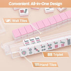 Mahjong Racks with Pushers Set of 4, Mahjong Tile Pushers and Racks, Acrylic Majiang Tile Holders Accessories (Clear)