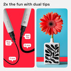 ARTISTRO 2 Black Dual-Tip Acrylic Paint Pens - Multisurface Markers for Glass, Rock, Fabric, Wood, Plastic & More - 5mm Dot + 1mm Fine Tips