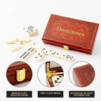 Double 6 Dominoes Set in Leatherette Case (28 Tiles with Spinner), Ivory