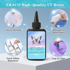 EKACO UV Resin, 400g UV Epoxy Resin Type Fast Curing Premixed Low Odor Super Clear Hard UV Epoxy for DIY Craft Decorations, Beginners Jewelry Making and Resin Art