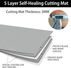 Headley Tools Thickened 36 x 48 Inch Self Healing Sewing Cutting Mat, A0 Rotary Cutting Sewing Mat for Crafts, Double Sided 5-Ply Table Cutting Board for Fabric Quilting Leather Hobby, Grey/Black