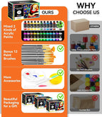40 PCS Classic & Glow in the Dark Acrylic Paint Set with 12 Brushes, 2 Knives & Palette, 24 Colors Art Craft Paint for Beginners, Halloween Pumpkin Canvas Ceramic Rock Painting Kit
