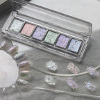 Iridescent Nail Glitter Set, 6 Colors Mud Texture Aurora Chrome Powder, Pink Blue Pearlescent Glitter, Chameleon Nail Flakes Gold Leaf, Holographic Manicure Decor
