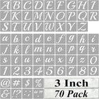 3 Inch Alphabet Letter Stencils for Painting - 70 Pack Letter and Number Stencil Templates with Signs for Painting on Wood, Reusable Cursive Letters Stencils for Chalkboard Wood Signs & Wall Art