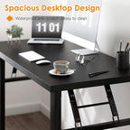Need 31.5 Inch Folding Computer Desk for Small Spaces, Black Study Foldable Writing Table for Home Office, Bedroom, Dorm Room & Student, No Assembly