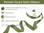 HUIHUANG Green Satin Ribbon 1-1/2 inch x 100 Yards Moss Green Double-Faced Satin Ribbon for Flower Bouquet, Gift Wrapping, Eternal Roses, DIY Crafts, Bridal Shower Wedding Decor
