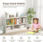 Toy Storage Organizer, 2-Tier Kids Bookshelf, 5 Cube Kids' Bookcases, Cabinets & Shelves, Wooden Toy Organizers, Small Book Shelf for Bedroom, Playroom, Classroom, Nursery (White)