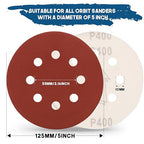 5 Inch 8 Hole Sanding Discs, 150 PCS 400 Grit Hook and Loop Sandpaper, Round Aluminum Oxide Sand Paper Discs for Random Orbital Sander