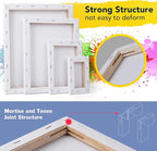 Stretched Canvases for Painting, 8PCS Multi Pack Canvas 3x5”, 5x7”, 8x10”, 10x12”(2 of Each), Acid-Free Wood Frame Blank Canvas, Art Canvas Pre Primed for Acrylic, Oil Painting, Tempera Paintings.