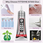 B7000 Jewelry Glue for Making, FITTDYHE 1PCS 50ML/1.69 fl oz Clear Adhesive for Rhinestone, Fabric, Multipurpose Super B-7000 for Phone Repair, Nail Art, Wood, Glass, Charms