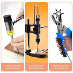 Leather Hole Puncher Hand Punching Machine Manual Press Puncher Punch Tools for DIY Craft (with Chuck, PP Plate and Aluminum Plate) (Style D)