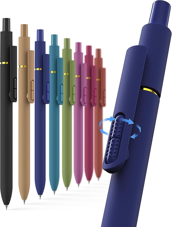 8 Pcs Gel Ink Pens, 0.7mm Fine Point for Smooth Writing Journaling Aesthetic Pens, Black Quick-Dry Long Lasting Fidge Pens, Cute School Office Supplies Gifts for Women （Vintage Black Ink）