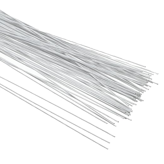 PATIKIL 24 Gauge 16" Floral Stem Wire, 100 Pcs Paper Wrapped Iron Artificial Flower Stem Accessories for DIY Bouquet Stem and Craft Decoration, White
