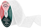 Mandala Crafts White Burlap Wired Ribbon 1.5 Inches Wide Jute Ribbons for Crafts - 10 Yds Roll Rustic Burlap Wrap Trim Ribbons for Wreaths Bows Party Decoration