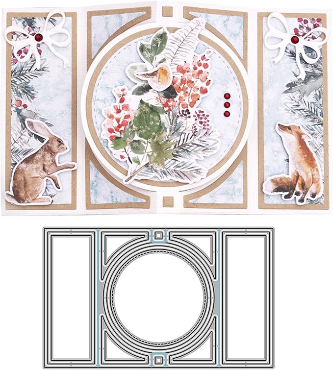 Cutting Dies Metal Stencils Scrapbooking Tools DIY Embossing Template for Paper Card Making Album Arts Crafts Supplies (Round Card-10.4x16.9cm)