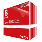Trotec TroLase | 12"x12"x1/8", 8 Pcs | Red/White | 2 Ply | Modified Acrylic | Laser Engraving Double Color Plastic Sheet | Engraving Blanks for Laser, Saw, Guillotine | Made in USA