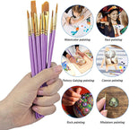 Halloween Paint Brushes Palettes Set by DUGATO, 2 Packs/20pcs Round Pointed Tip Nylon Hair Brushes with 5 Paint Trays for Acrylic Watercolor Oil Gouache Tempera and Body Painting (Purple)