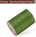 uxcell Round Leather Sewing Waxed Thread, 55m / 60 Yards Wax Polyester String, 0.8mm Waxed Stitching Cord for Leather Crafts, Bookbinding, Bracelets Braided, Grass Green