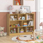 KOTEK Toy Storage Organizer, 8 Cubby Kids Bookshelf, Wooden 4-Tier Bookcase Storage Cabinet, Open Display Book Shelf for Daycare, Nursery, School Classroom, Living Room & Bedroom (Burlywood, 8 Cubes)