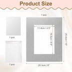 uxcell Picture Mats, 8 x 10 Mat Board Center for 5 x 7 Pictures Acid Free White Core Bevel Cut Frame Mattes with Backing for Display Art Measuring, Silver