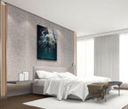 My Photostation.com 32Wx48H'' Underwater Blue Octopus Glass Wall Art Tempered Glass Printing Wall Decor Large Wall Art Wall Hangings