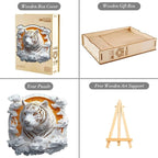 Wooden Puzzles Adults, 3D Paper Tiger Wooden Puzzles 100 Pieces, Unique Animal Shaped Wood Challenging Jigsaw Puzzles Gifts for Adults, 8.5x8.5in
