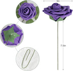 AmyHomie Artificial Flower Seriesc Purple Rose 25pcs Real Looking Fake Roses w/Stem for DIY Wedding Bouquets Centerpieces Arrangements Party Baby Shower Home Decorations