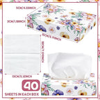Yinder 24 Packs 960 Sheets Tissue Cube Car Facial Boxes Disposable Facial Travel Tissues Holder Soft Watercolor Boxes 2 Ply 40 Sheets for Wedding Household Car Kitchen Bathroom(Flower)
