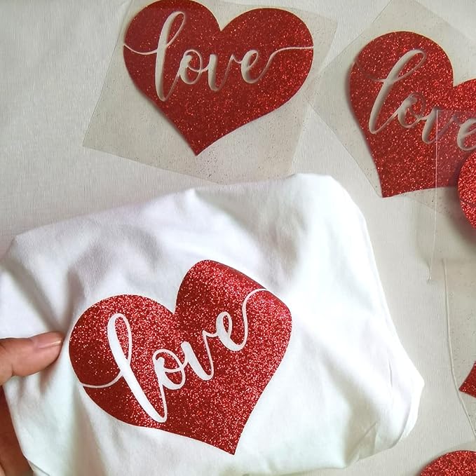 Red Glitter HTV Heat Transfer Vinyl Bundle 8 sheets-12 x12 Iron on Vinyl for T Shirts Hats Clothing Compatible with Cricut Cameo Heat Press Machine