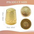 FR 4Pcs Sewing Thimbles, Metal Thimbles for Hand Sewing Finger Protector Knitting Needlework DIY Tools Gold