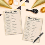 QUPT 40th Birthday Party Games, Music of 1985 Games, Birthday Party Supplies for Adults, Fun 1985s Party Game，Pack of 30 Cards