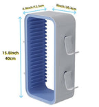 wigmoa OYO-1【15.8INCH】 game Storage Tower Compatible with PS5/ Xbox Series S & X/Switch, Universal Video Games Discs Organizers 18 PCS with 4 Controllers Holder, Game Disk Box Stand.(White/Blue)