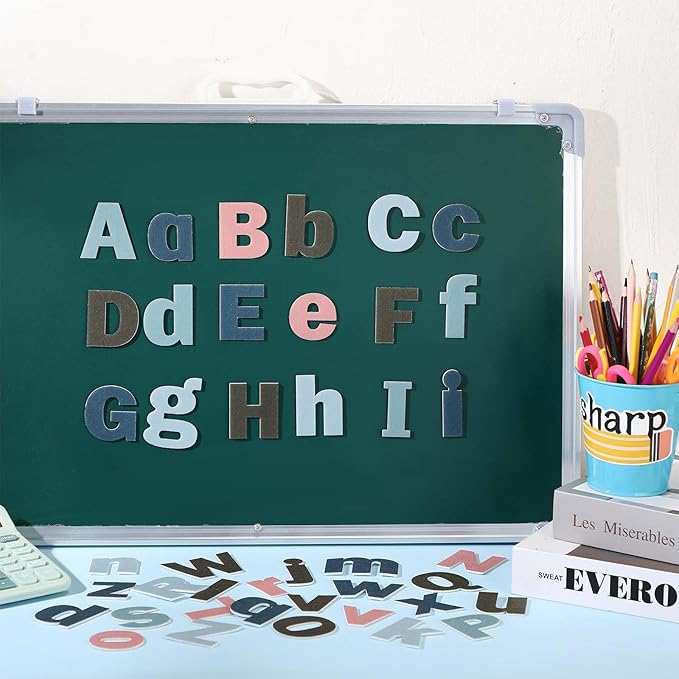 Breling 310 Pieces Felt Bulletin Board Letters Sticker with Number, 2" Bulk Self Adhesive ABC Upper Lowercase Sticky Letter for Christmas Gift Poster Bulletin Board Classroom(Dark Color)