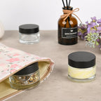 Glass Jars with Lids,Eco-Friendly Cosmetic Containers with Airtight Black Lids & Liners, Multi-Color Options for Cream, Lotion, Body Butter, DIY Skincare Travel Jars (Clear, 2oz)