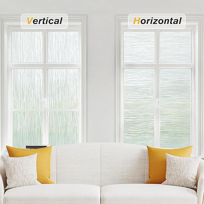 Haton Window Privacy Film, Frosted Glass Privacy Window Clings, Sun Blocking Frosting Opaque Coverings, Static Cling Removable Decorative Stickers for Home Door, Non-Adhesive 11.8" x 78.7"