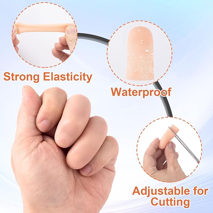PAGOW 20 Pcs Gel Finger Support Protector Caps Gloves, Silicone Fingertips for Hands Cracking, Large Gel Finger Cots/Covers, Eczema Skin, Trigger Finger Arthritis Pain Relief