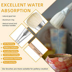 Pottery Glaze Brushes,16 PCS Painting Ceramic Brush Set, Different Shape Wool Soft Bristle for Ceramic Pottery Glazing Creation