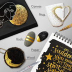 Acrylic Paint Pens - Permanent Markers 2 Gold Pens & 2 Silver Paint Marker Pen Set of 4 Acrylic Pen 0.7mm Extra Fine Tip - Ideal for Rock Painting, Fabric, Glass, Wood, Canvas, Ceramic, Porcelain