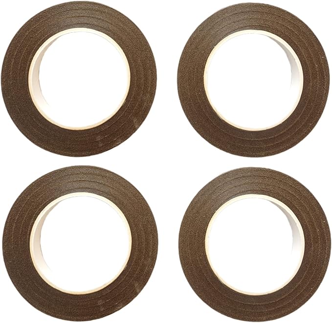 Transun Moo 4 Rolls 1/2 Inch Floral Tapes Florist Wraps for Bouquet Stem and Flowers Making Craft Projects (30 Yards, Brown)