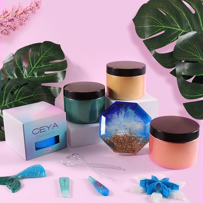 Ceya Mica Powder, 5.3oz/ 150g Palace Blue Pearlescent Effect Colorant Pigment Powder for Epoxy Resin, Tumblers, Slime Bath Bomb, Soap Dye, Slime, Candle, Resin Crafting, Paint, Jewelry, Nail Polish