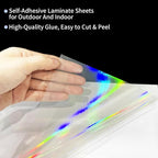 36 Sheets Holographic Sticker Paper,Holographic Laminate Sheets,A4 Size Clear Vinyl Sticker Sheets Self-Adhesive Rainbow Overlay Sheets,11.7 x 8.3 Inches（Laser）