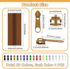 DOITEM 44.4 Yards/ 40 m 20 Pieces Assorted Colors #5 Nylon Coil Zippers, Sewing Zippers Endless Zips with 80 Pieces Zipper Sliders Zip Heads for DIY Sewing Tailor Craft Supplies