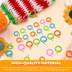 Yizzvb 50 Pcs Stitch Markers, Colorful Crochet Stitch Markers with Large-Eye Blunt Needles, Crochet Marker Ring for Knitting Crocheting DIY Craft Project with Storage Box