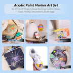 36 Colors No bleeding Non-Toxic Multi-Surface Flexible Tip Acrylic Paint Brush Markers Set, Water-Based Painting Art Pens for Canvas, Glass, Wood, Paper, Ceramic