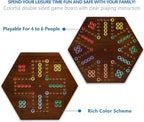 Wahoo Marble Board Game Thicken Wood 4 and 6 Players Fast Track Board Game 2 Sided Painted Perfect Game for Family Friends Party (Rustic Brown)