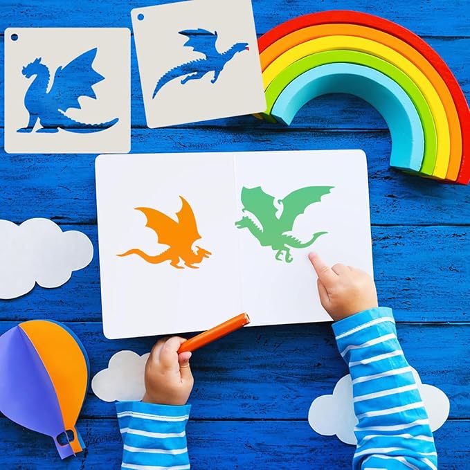 Dragon Stencils for Painting 3inch Reusable Dragon Stencil Template Stencils for Crafts Paint Stencils for Painting on Wood Wall Card Fabrics