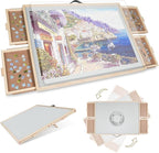 ALL4JIG 2000 Pieces 2-in-1 Tilting & Rotating Puzzle Board for Adults Gifts, Wooden Jigsaw Puzzle Table with 4 Drawers, 28.5" x 40.1" Portable Board with Lazy Susan and Cover