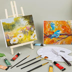 AROIC Wood Easels, Easel Stand for Painting Canvases, Art, and Crafts. (11.8 inch, 4 Pack), Tripod, Painting Party Easel, Kids Student Table School Desktop, Portable Canvas Photo Picture Sign Holder