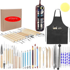 Yagugu Pottery Clay Tools for Adults Sculpting, 45Pcs Basic Wood Ceramics Carving Polymer Clay Tool Supplies kit Supplies for Kids and Artists Modeling Shaping Building for Art&Craft Gifts