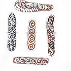 Hashcart | Set of 5 | Finger Shapes Wooden Printing Stamps for Saree Border Heena Clay Kids Art Project, Tattoo Handcarved Indian Textile Printing Blocks